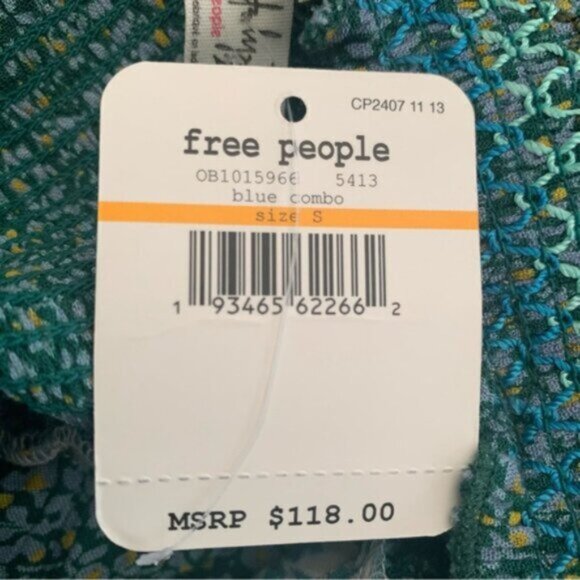 NWT Free People Pleated Halter Sundress in Blue and Orange Midi Dress - Picture 14 of 16